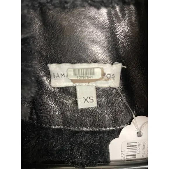Samantha Sipos Seeing Stars black leather fur collar moto jacket XS Biker Glam - Picture 3 of 6